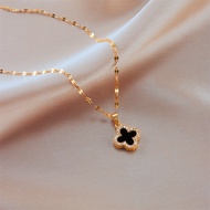 [Xuanhao] Non-Fading Non-Allergic Western Style Titanium Steel Four-Leaf Clover Diamond Necklace Fem