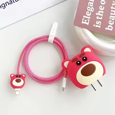 4Pcs/set Cartoon Charger Spring Cable Winder Charger Protection for Samsung 25W Data Cable Charging 