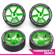 95666 Mini 4WD 26mm Super Hard Low Profile Tires & Matte Green Plated Wheels Fully Cowled 30th Anniv