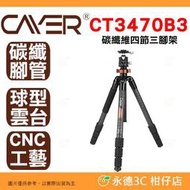 卡宴 Cayer CT3470B3 碳纖維4節三腳架 B3 球型雲台 3號大腳管 高度約192cm 承重 20kg