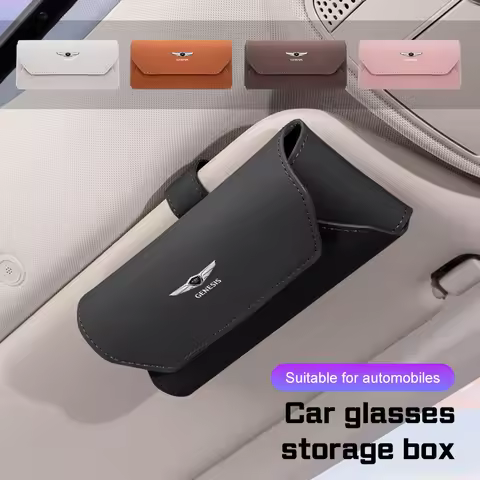 Leather Car Sun Visor Glasses Case For Genesis G80 GV70 GV80 GV60 G70 Essentia Neolun G90 GV90 X Sun