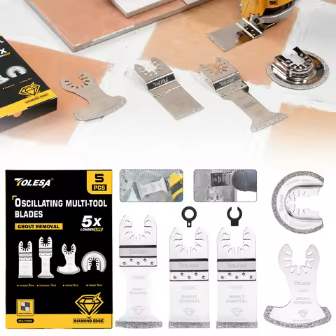 TOLESA 5Pcs Diamond Oscillating Multi Tool Blades Set Precise & Clean Cutting Diamond Blades for Rem