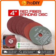 1PCS 4 INCH / 100mm Red Fiber Sanding Disc Grinding Disc Woodworking Metal Coarse Medium Fine 36 to 