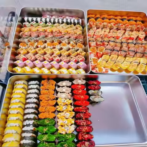 Stainless Steel Sushi Display Plate Rectangle Sushi Tray Sashimi Plate Multifunctional Hot Pot Prepa