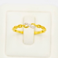 Happy Jewelry แหวนอินฟินิตี้ ก้านโซ่ ทองแท้ 9k 37.5% เพชรเกสร ME510