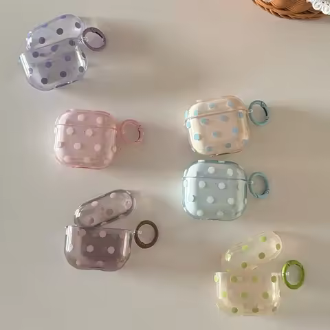 Polka Dots Clear Earpods Case for Apple Airpods 1 2 3 4 Pro2 Wireless Earphone Cover Transparent Cha