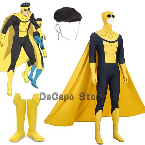 Invincible Mark Grayson Cosplay Yellow Jumpsuit Cloak Superhero Cosplay Costume Anime Comic Bodysuit