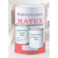 NIPPON PAINT MATEX / EMULSION / WATER / WALL PAINT 1LTR # BLACK # WHITE