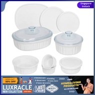 [sgstock] CorningWare French White 12 Piece Ceramic Bakeware Set | Microwave, Oven, Fridge, Freezer, and Dishwasher Safe