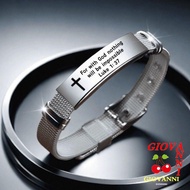 GIOVANNI Inspirational Quotes Braclets, Adjustable Silver Family Friendship Bracelet, Simple Bible V