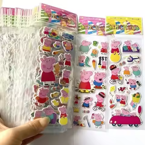 Peppa Pig cartoon sticker notebook sticker, 3D bubble sticker for boys and girls, kindergarten rewar