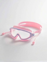 1入淺粉色防水防霧高清大框泳鏡