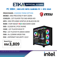 ETiKA PC 5004 | Mid ATX Gaming NEW PC Package | INTEL i5-14400F i5-14600KF i7-14700KF i9-14900KF + N