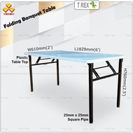 3V®️ 2' x 6' Meja Lipat / Foldable Table / Folding Banquet Table / Catering Table / Office Table with Plastic Table Top