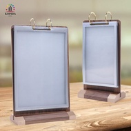 WILLIS Ads Display Stand, Wooden Holder Loose leaf Menu Card Holder, Multipurpose Acrylic Multi page