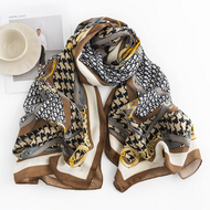 平紋印花圍巾(規格：咖色)（尺寸：85*180cm）#M134025184