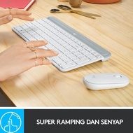 Logitech Mk470 Combo Keyboard and Mouse Wireless Slim - Off White