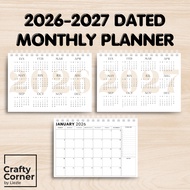 2026 2027 PERSONALIZED DATED MONTHLY PLANNER NOTEBOOK / MINIMALIST CALENDAR PLANNER