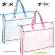 QINJUE A3 Project Bag, Large Capacity Mesh PVC Mesh Art Bag,  Thickened Waterproof Multifunctional S