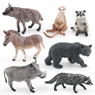 Wild Hyena Figurines Mini Animals Warthog Raccoon Bear Meerkat Figures PVC Model Educational Toy Fo