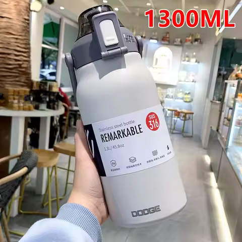1300ML Thermal Water Bottle Large Capacity With Straw Stainless Steel Thermos Bottle Cold and Hot Wa
