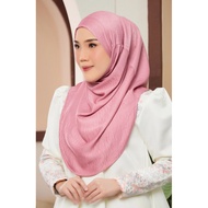 LISA SATIN Tudung Sarung Drape Instant Beralun Bahagian Depan , Khimar Bertali Boleh Adjust , Materi