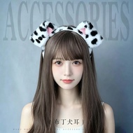 Cute Dalmatian Dog Ears Headband Handmade Furry Animal Ears Cosplay Costume Hair Accessories for Par