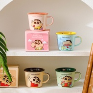[No box, spoon] Shinosuke 400ml high quality enameled ceramic cup - cute cartoon cup BAG U COCSHIN88