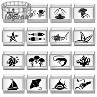 Simple Ocean Series Italian Charm Bracelet Fit 9mm Stainless Steel DIY Jewelry Making Accessories Br