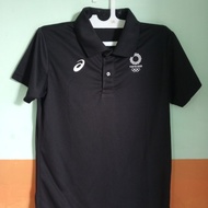 Kaos Jersey Asics Tokyo 2020 Hitam Legam Kerah size lebar 52 panjang 63