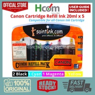 SaintInk Canon Refill Ink Combi Pack 2 Black 3 Color for Canon Cartridge with Kit & User Guide ( PG-