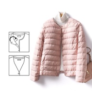 ผู้หญิงLinerเป็ดลงเสื้อO-คอตัวแปรVคอ 2022 ใหม่หญิงฤดูหนาวWarm Collarless Ultralight Quilted Puffer C