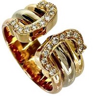 Pre-owned CARTIER/Cartier Diamond Ring, 2C Ring, 18K Gold/Yellow Gold/White Gold/Pink Gold, 7.9g, Si