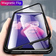 Casing OPPO F11 OPPO F9 Pro OPPO F7 Magnetic Metal Frame Tempered Glass Anti-knock Phone Case Hard Cover