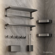 Rak Tuala Kelabu Tanpa Gerudi Bilik Mandi Dipasang di Dinding Rak Tuala Mandi Tandas Perkakasan Bili