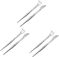 Yardwe 6 pcs Bonsai forceps succulent tweezers rake multipurpose tool aquarium algae scraper terrarium tank Bonsai Tweezers Tool For Plants Succulents Stainless steel potting soil