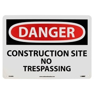 DRB DANGER CONSTRUCTION SITE NO TRESPASSING Sign  in x  in Rigid Plastic Danger Signage BlackWhite Text on WhiteRed Base