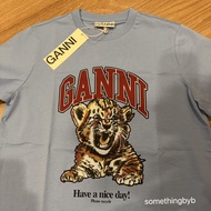 Pre-Order Ganni Tiger Print T-Shirt Blue new with tag Use The Code To Get A Discount.