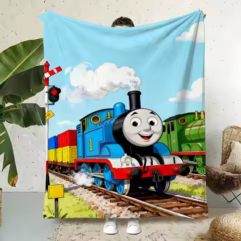Animation T-Thomas Friends Throw Flannel Throw Blanket,Bed Home Office Nap Blanket Travel,Camping,Pi