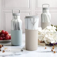 【質感時尚】美國HYDY兩用隨行保溫杯 | 大理石-雲灰 450ml