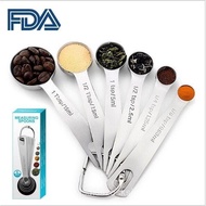 6 pcs/set Measuring Spoons  Stainless Steel Seasoning Coffee Tea Measuring Spoons With Scale Bakery 