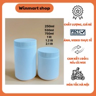 2 pcs HDPE opaque white plastic jars in many sizes to choose from from from 250ml - 2.1 liters winma