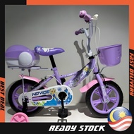 Novice 12" BMX Snow Princess Kid Bike Kids Bike BMX With Back Storage And Front Basket Basikal Budak