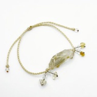 綠幽靈白水晶柱原礦蠟線編織手鍊