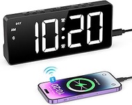 LOFICOPER Digital Wall Clock, LED Digital Alarm Clock with Bluetooth Sync Time, Adjustable Brightnes