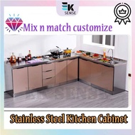 Stainless Steel Kitchen Cabinets Drawer L Shape with Stove Hole Sink Customize Kabinet Dapur Murah (pre-order)