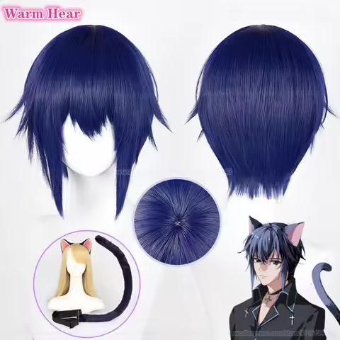 High Quality Anime Tsukiyomi Ikuto Short 30cm Dark Blue Cosplay Wig Heat Resistant Synthetic Hair Ha