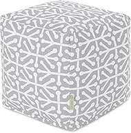 Majestic Home Goods Gray Aruba Indoor/Outdoor Bean Bag Ottoman Pouf Cube 17" L x 17" W x 17" H