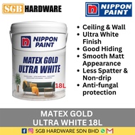 Nippon Cat Dinding & Siling Dalam Rumah Matex Gold Ultra White 18L / Interior Wall & Ceiling Paint