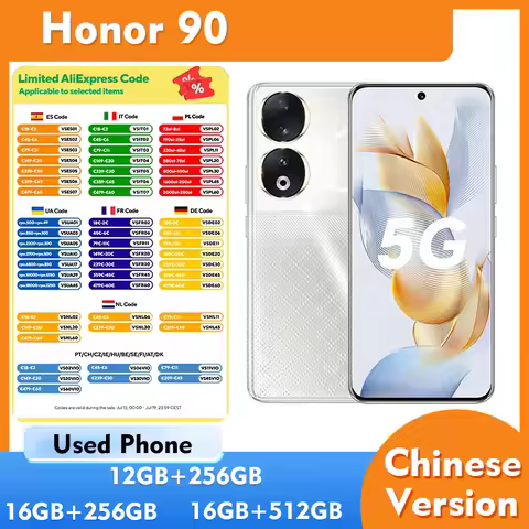 HONOR 90 5G 200MP main camera 6.7inch 2664x1200px Battery 5000mAh charging 66W Used Phone